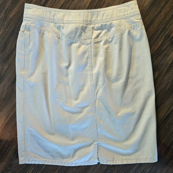 EDDIE BAUER Classic Beige Cotton Twill/Denim Skirt NWOT/SIZE 12 - Picture 2 of 4